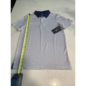Boston‎ Scott junior performance golf shirt M unisex Blue and white stripe